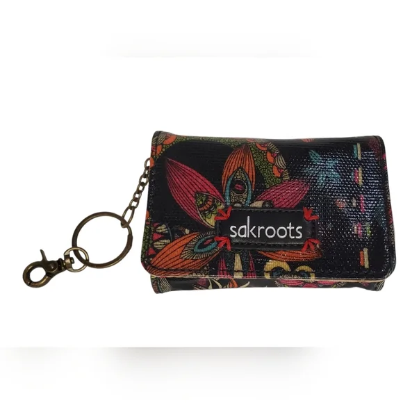 Sakroots Bags Sakroots Black Floral Keychain Coin Purse Wallet